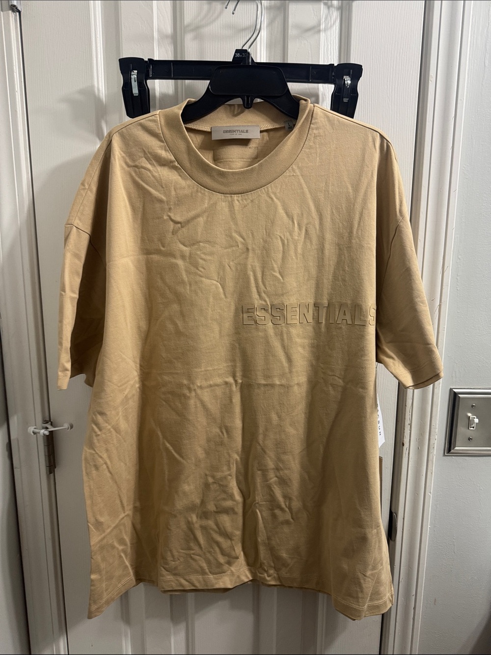 Essentials Tan Short Sleeve Embossed Logo Tee
